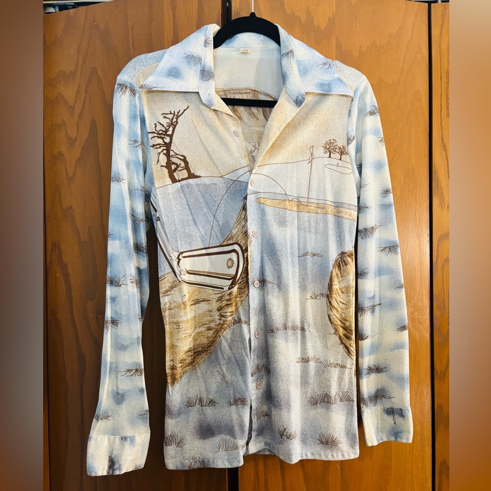 Vintage 70’s golf printed button down shirt
